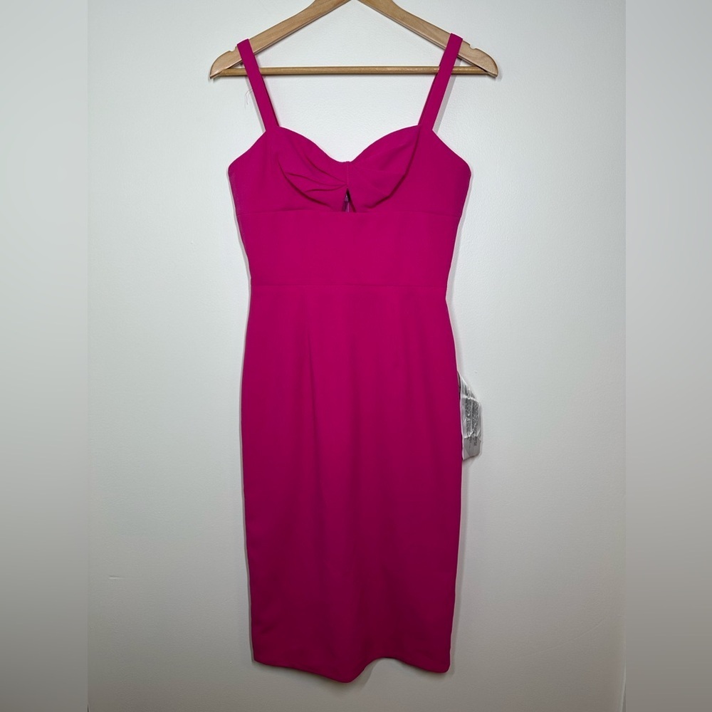 Dress The Population Eve Midi Dress Bright Fuchsia Small NWT